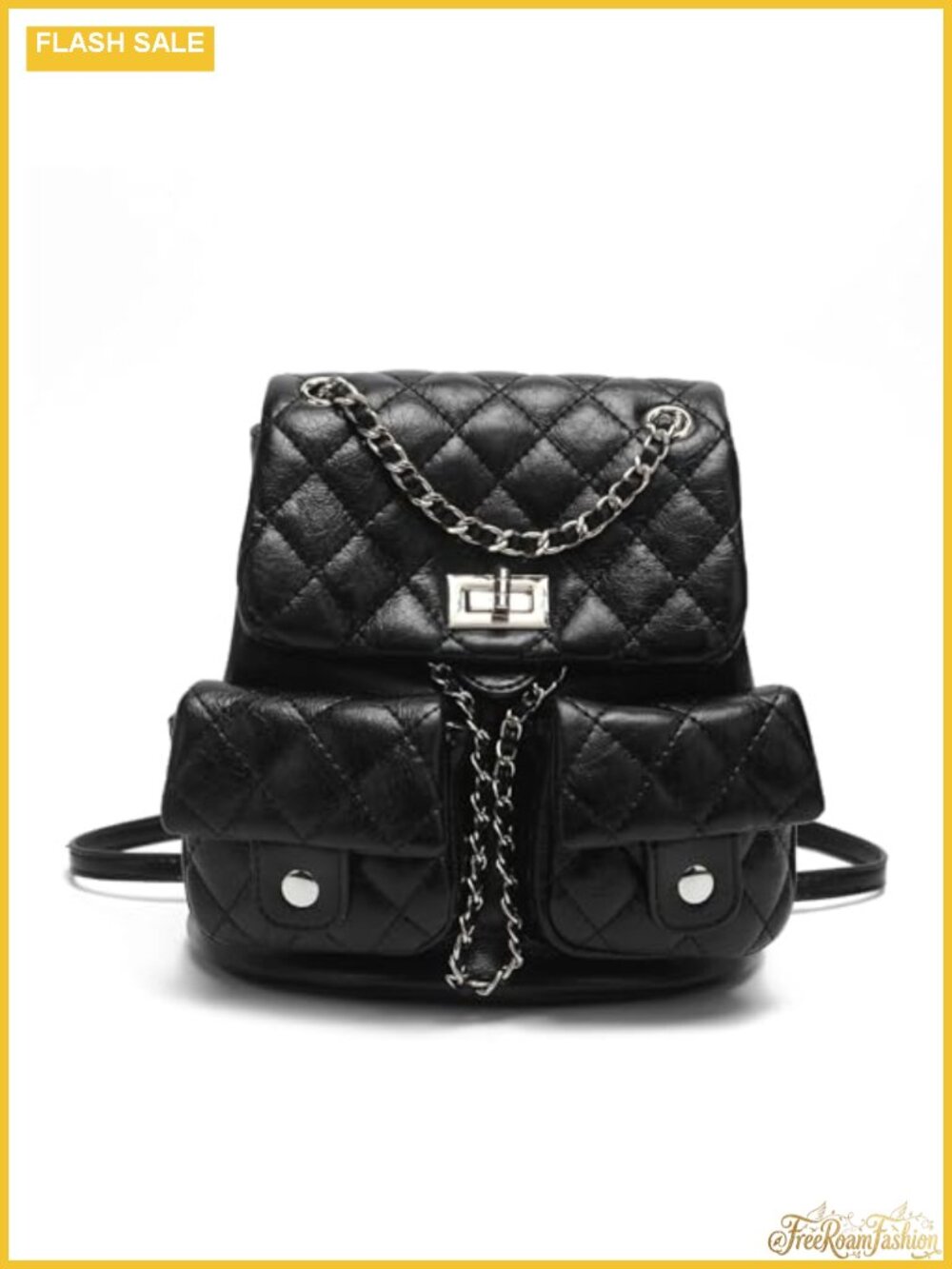 Quilted Mini Backpack Purse for Women, Faux Leather with Chain Strap, Compact